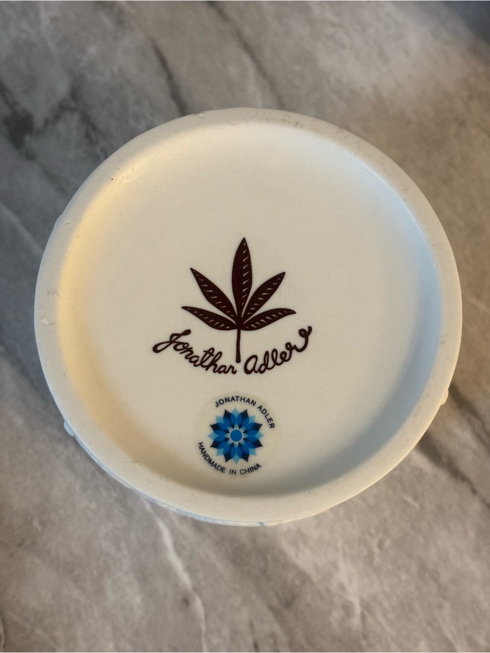 Jonathan Adler hashish candle White Embossed Leaf reuse stash jar after candle - Picture 6 of 8